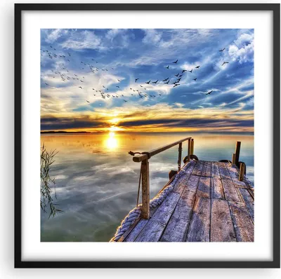 Produktbild von Gerahmtes Poster - Schwarzer Rahmen - See Brücke - 50x50 cm - Wand Bild - Wanddeko - Wandbilder - Kunstposter - Wandposter - Bilderrahmen - Bilder - Kunstdruck - Wandbild - P2BAC50x50-3963