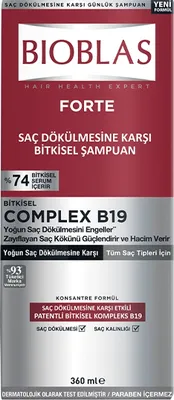 Produktbild von Bioblas Forte Complex B19 Ziołowy szampon przeciw intensywnemu wypadaniu włosów 360 ml