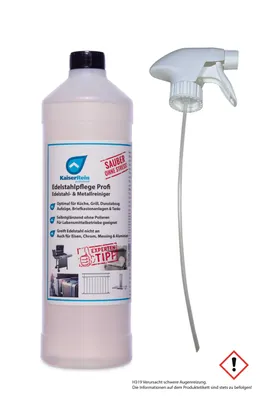 Produktbild von KaiserRein Profi Edelstahl-pflege 1 L Edelstahlreiniger Metallreiniger Spray für die Pflege / Reinigung von Tanks, Flächen und Geräten aus Eisen, Chrom, Messing und Aluminium