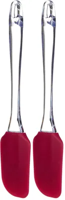 Productafbeelding van Set van 2 siliconen deegschrapers, transparant en rood, 28x5x5 cm