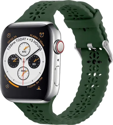 Produktbild von Strap-it Apple Watch Silikonarmband mit Muster (Dunkelgrün) - Große: 38 - 40 - 41mm