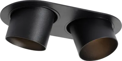 Produktbild von QAZQA - Modern Runde Einbauleuchte schwarz GU10 70mm schwenkbar 2-flammig - Installa I Wohnzimmer I Schlafzimmer - Aluminium Rund I Oval - LED geeignet GU10