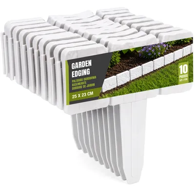 Image de Bordure de jardin en plastique blanche [25 x 23 cm - 10 pièces]