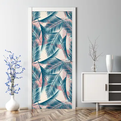 Produktbild von Dekorative Türtapete Türposter selbstklebend Klebefolie Pastell Palmblätter 77 x 200 cm