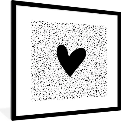 Produktbild von MuchoWow® Gerahmtes Poster Herz - Design - Weiß 40x40 cm - Poster mit Schwarzem Bilderrahmen Wandposter Rahmen Foto Bilder - Poster - Plakat im Rahmen
