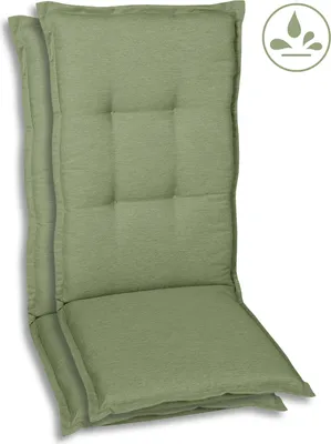 Produktbild von GO-DE Textil, Sesselauflage Mittellehner, 2er Set, Farbe: hellgruen, Maße: 108 cm x 50 cm x 7 cm, Rueckenhoehe: 60 cm