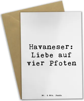 Produktbild von Mr. & Mrs. Panda babykarte Spruch Havaneser Liebe - Weiß - Geschenk, einladungskarten, Vier Pfoten, Hunderassen, Hunderasse, Beschreibung, osterkarte, weihnachtskarten