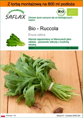 Zdjęcie produktu dla SAFLAX - Garden in the bag - Bio - Ruccola - 3000 Nasiona - Z podłożem uprawowym w praktycznej, samorozkładającej się torbie - Eruca sativa