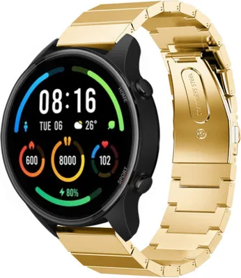 Produktbild von Strap-it Metallarmband - Kompatibel mit Xiaomi Mi Watch Armband Ersatzarmband Edelstahl - Faltschließe - Hochwertiges Material - für Smartwatch 22mm Armband Gold