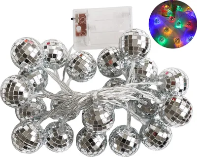 Produktbild von LED-Diskokugel-Lichterkette, Weihnachtsbaumschmuck, batteriebetrieben, Spiegel, LED-Kugellichter, Partygeschenke für Hochzeiten, FeiertagsNachbildung, 3 m, mehrfarbig