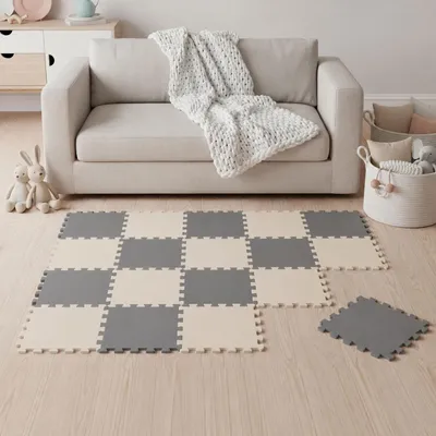 Produktbild von 18 Teile Baby Kinder Puzzlematte ab Null - 30x30 Puzzle Spielmatte Krabbelmatte, KI-generiertes Bild