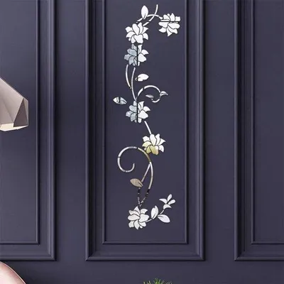 Produktbild von Famanu Wandsticker Blumenranke aus Acryl - Silber