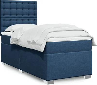 Produktbild von Boxspringbett mit Matratze Blau 100x200 cm Stoff, Klassische Betten 2024 Neu