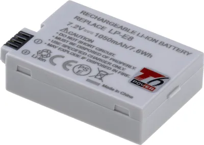 Obrázek produktu pro Baterie T6 Power pro digitální fotoaparát Canon LP-E8, Li-Ion, 7,2 V, 1050 mAh (7,6 Wh), šedá