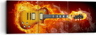 Produktbild von Bild auf Leinwand - Leinwandbild - Feuer Gitarre Instrument - 90x30cm - Wand Bild - Wanddeko - Leinwanddruck - Bilder - Kunstdruck - Wanddekoration - Leinwand bilder - Wandkunst - CA90x30-0197