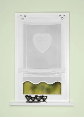 Produktbild von Bändchenrollo bestickt Corazon weiß 130 x 60 cm