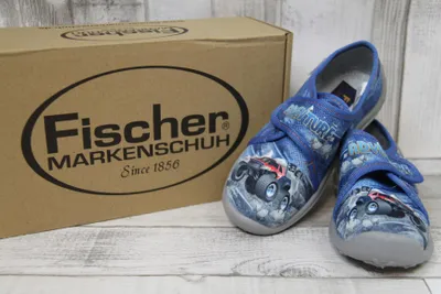 Produktbild von Fischer Jungen Klett-Hausschuh blau-grau mit Crossauto 26