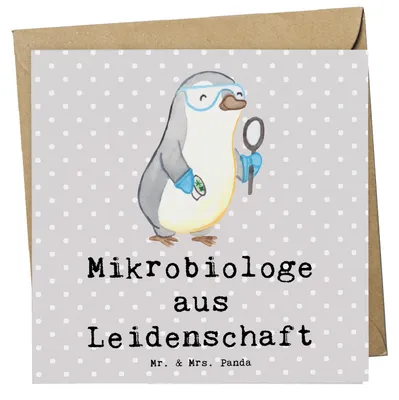 Produktbild von Mr. & Mrs. Panda Glückwunschkarte Mikrobiologe Leidenschaft - Grau Pastell - Geschenk, Spruch, doppelkarte, Labor, anlasskarte, Klappkarte, Beruf, Grußkarte, faltkarte