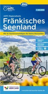 Immagine prodotto di Carta regionale ADFC del distretto dei laghi della Franconia, 1:50.000, con proposte di escursioni giornaliere, resistente agli strappi e alle intemperie, adatta alle e-bike, download tracce GPS