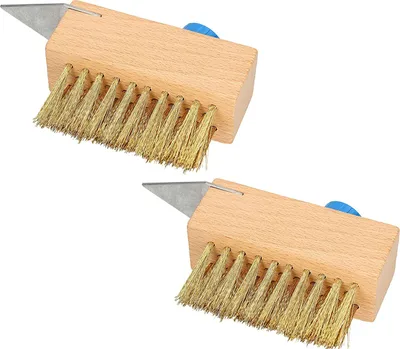 Immagine prodotto di KOTARBAU® Set di 2 spazzole per giunti 40 mm con setole d'acciaio Spazzola per erbacce Spazzola in acciaio per la pulizia dei giunti Raschietto per giunti con setole d'acciaio per pavimentazione senza manico