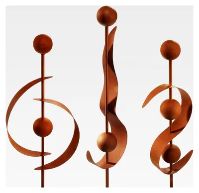 Produktbild von Gartenstecker Rusty, 3er Set, 106 cm, Metall in Rostoptik, Blumenstecker für Garten, Terrasse, Balkon, Vorgarten und Außenbereich