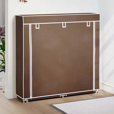 Produktbild von vidaXL Stoff Schuhschrank mit Abdeckung 115 x 28 x 110 cm Braun