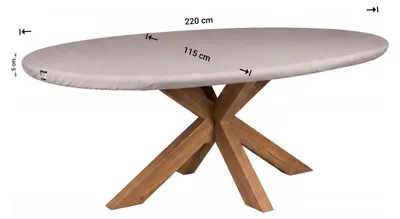 Produktbild von Raffles Covers Raffles Covers Schutzhülle für ovale Tischplatte | Atmungsaktiv | Wasserdicht | UV-beständig | Doppelnähte | Elastischer Kordelzug - Farbe: Taupe, Masse: 220 x 115