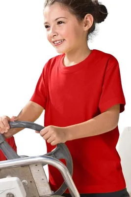 Zdjęcie produktu dla T-shirt dziecięcy na lato, 100% bawełna, bez nadruku, jednolity kolor, 145 g/m2, kolor czerwony, rozmiar 122 cm / 6 lat
