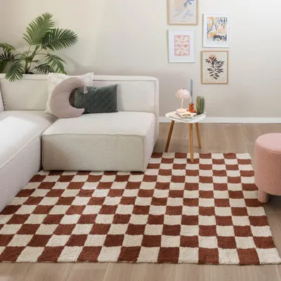 Image de Volero - Tapis en coton - Gambit Marron/Blanc - 200x290 cm