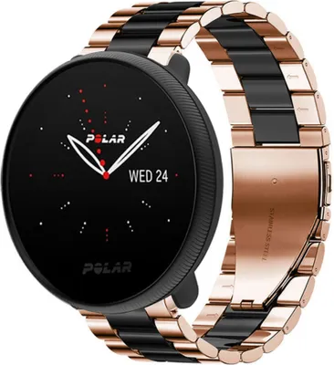 Produktbild von Strap-it Stahlarmband - Kompatibel mit Polar Ignite Armband Ersatzarmband Edelstahl Armband mit schmetterlingsverschluss Sportuhr zubehör für Polar Unite Armband Rosa Gold