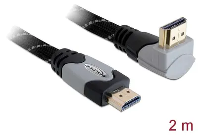 Productafbeelding van Delock 82994 DELOCK HDMI Kabel Ethernet A -> A St/St 2.00m 90° oben 4K