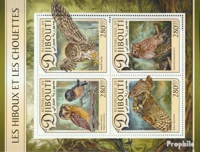 Produktbild von Briefmarken Dschibuti 2017 Mi 1478-1481 Kleinbogen (kompl. Ausg.) postfrisch Eulen