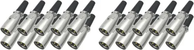 Produktbild von 20x ARLI XLR Stecker 3-polig – vergoldet male mit Zugentlastung für Mikrofon Kabel Musik Studio