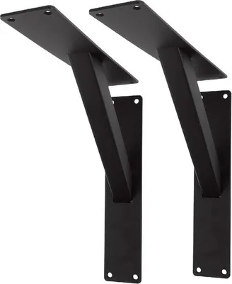 Produktbild von Famanu Halter schwarz schweres Eisen - Halterung 180 x 180 mm - Wandhalter mit Schrauben für Bücherregal
