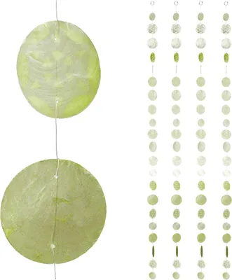 Imagen del producto de Guirnalda de conchas de Capiz, 4 unidades - Ideal para ventanas, balcones o puertas - Cortina de conchas - Guirnaldas de 180 cm de largo - Color verde claro