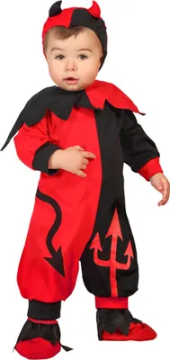 Produktbild von Süsser Teufel Babykostüm rot-schwarz - 80 cm