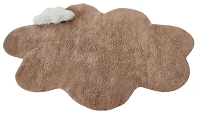 Zdjęcie produktu dla BELIANI Dywan dziecięcy jasnobrązowy bawełna 120 x 80 cm z pluszową przytulanką do prania w pralce w kształcie chmury