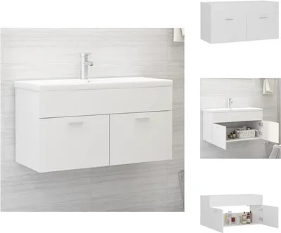 Image de vidaXL Meuble sous-lavabo blanc 90x38,5x46 cm Bois composite - Ensembles de meubles de salle de bains