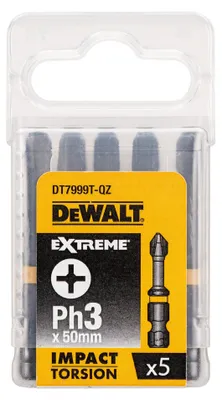 Obrázok produktu pre DeWALT DT7999T-QZ, 5 kusov, Phillips, PH 3, 50 mm, Šesťhranný, Box