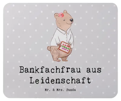 Produktbild von Mr. & Mrs. Panda Mouse Pad Bankfachfrau Leidenschaft - Grau Pastell - Geschenk, Mauspad, Mousepad, Ausbildung, Spruch, Beruf, computer, Lustig, Bänkerin, laptop, Witzig