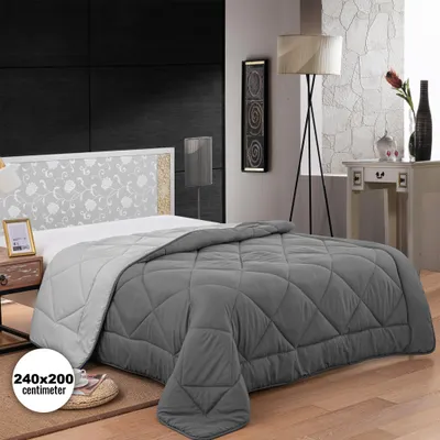 Immagine prodotto di Herzberg HG-2420BCO: Piumino Bicolore in Microfibra - 240x200cm Grigio