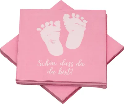 Produktbild von Servietten Babyfüße - Schön, dass du da bist - rosa (20 Stück)