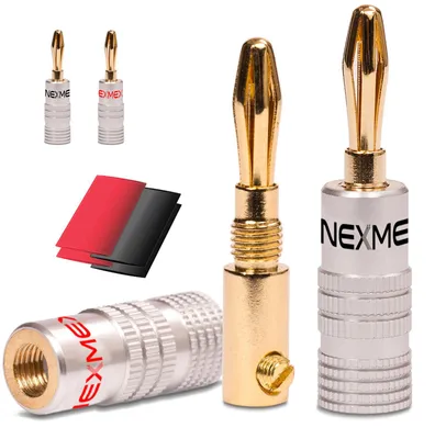 Produktbild von Bananenstecker mit Schrumpfschlauch vergoldet 4x Stecker NEXMEX Steckverbinder
