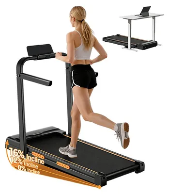 Produktbild von 3-in-1-Laufband 10 km/h, mit Griffen, leisem 2,5-PS-Motor, Lauffläche mit 16 % Steigung, tragbares Laufband für Homeoffice und Freizeit, bis 150 kg