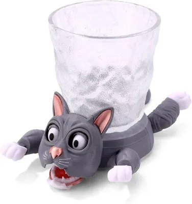 Produktbild von Praktische 3D Geprinte Kattenonderzetter aus PLA - Grijs - Bekerhouder für Tee, Kaffee, Wasser und Saft - Kreativ und Unterhaltsam - Nieuw Design - Praktische Accessoires für Haus und Küche
