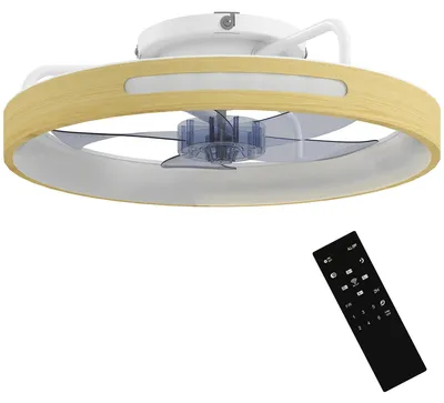Image de Ventilateur de plafond avec éclairage LED - Moteur DC de 40 W - Réversible - Graduable - Corps en fer - 220 V - Finition teck