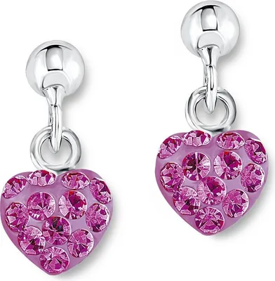 Produktbild von Amor Schmuck Ohrhänger für Mädchen, 925 Sterling Silber, Kristallglas | Herz onesize