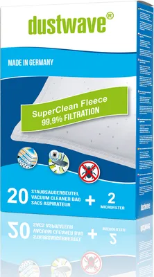 A product box for vacuum cleaner bags and microfilters.
