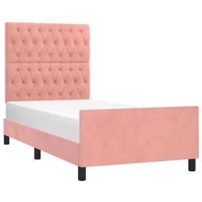 Produktbild von vidaXL Bettgestell mit Kopfteil Rosa 90x200 cm Samt