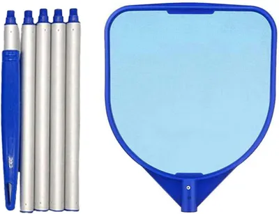 Immagine prodotto di Retino per skimmer della piscina - Retino per foglie - Manutenzione della piscina - Rete a maglia fine - Palo telescopico - Argento